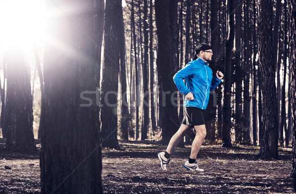 Erdő sportos férfi testmozgás fut test Stock fotó © iko
