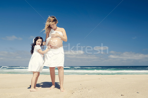 Making a smile on mom's belly Stock photo © iko