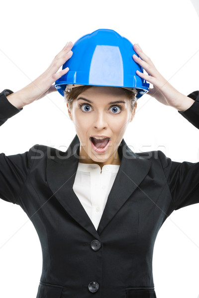 Fuuny portrait of young female engineer Stock photo © iko