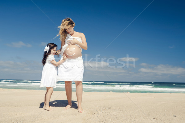 Making a smile on mom's belly Stock photo © iko