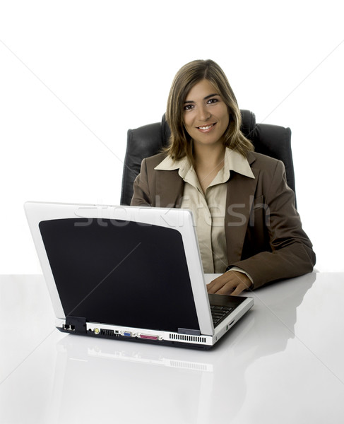 Femme d'affaires travail bureau affaires ordinateur femme Photo stock © iko