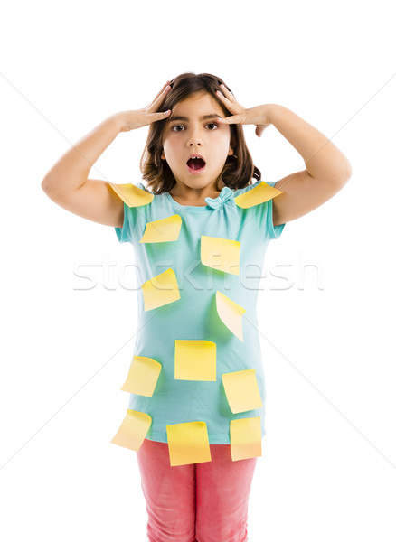 Girl with yellow notes Stock photo © iko