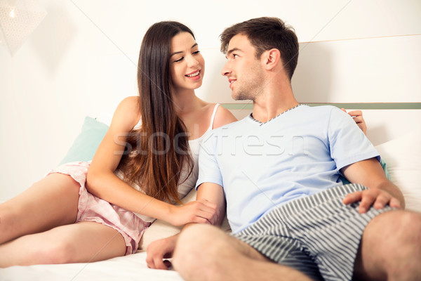 Foto stock: Namoro · hotel · quarto · mulher · família