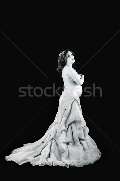 Gravidez mulher grávida posando preto belo vestir Foto stock © iko