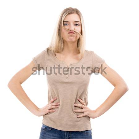 Blonde woman with a mustache Stock photo © iko