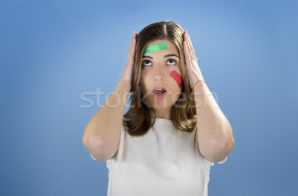 Worriend Woman with bandages on the face Stock photo © iko