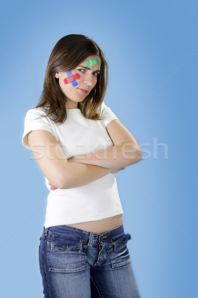 Woman with bandages on the face Stock photo © iko