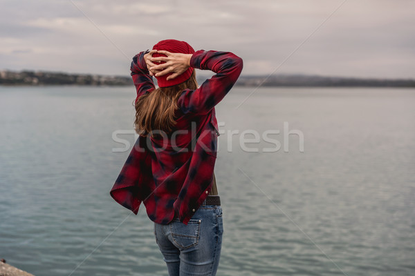 Girl on the lake Stock photo © iko