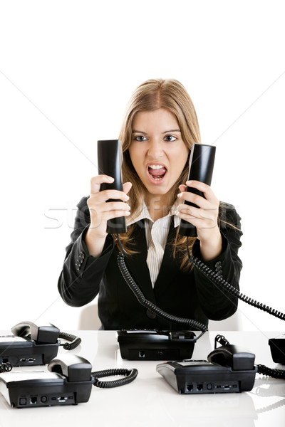 Helpdesk línea mujer hermosa de trabajo teléfono trabajo Foto stock © iko