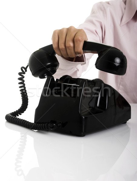 [[stock_photo]]: Téléphone · Homme · mains · suspendu · vintage · affaires