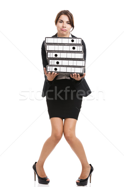 Beautiful woman carrying folders Stock photo © iko