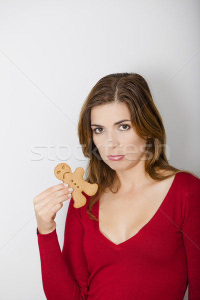 Sad woman and Sad Gingerbread cookie Stock photo © iko