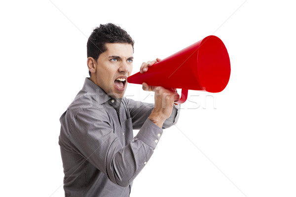 Shouting into a megaphone Stock photo © iko