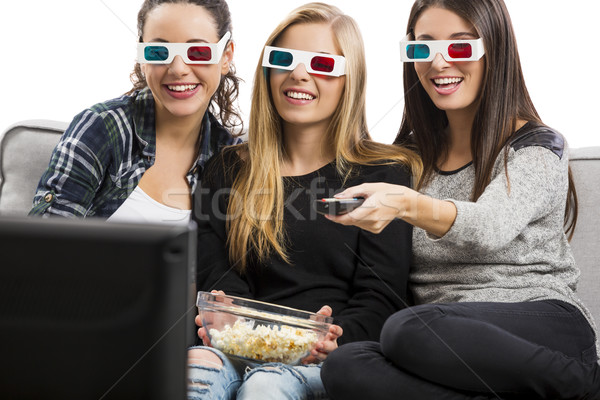 Girls watching 3D movies  Stock photo © iko