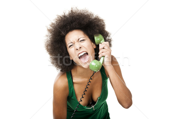 Angry woman at phone Stock photo © iko