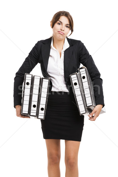 Business woman holding folders Stock photo © iko