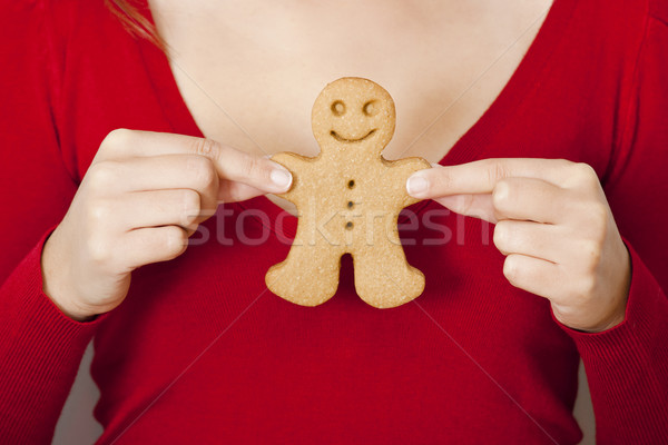 Halten Lebkuchen Cookie schönen Mädchen Stock foto © iko
