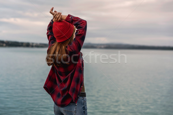 Girl on the lake Stock photo © iko