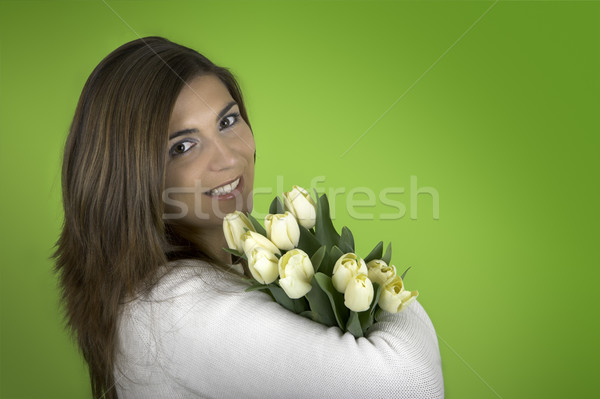Woman with Tulips Stock photo © iko