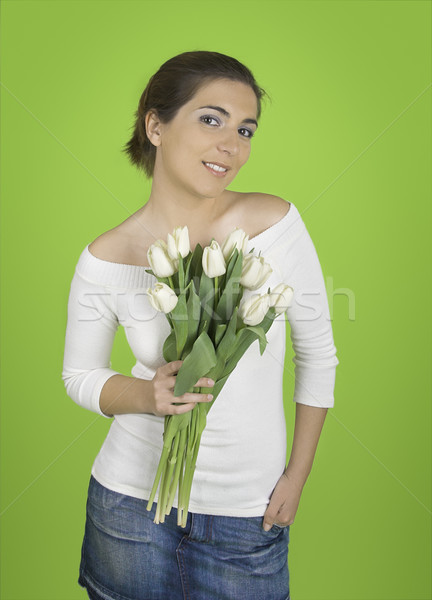 Woman with Tulips Stock photo © iko