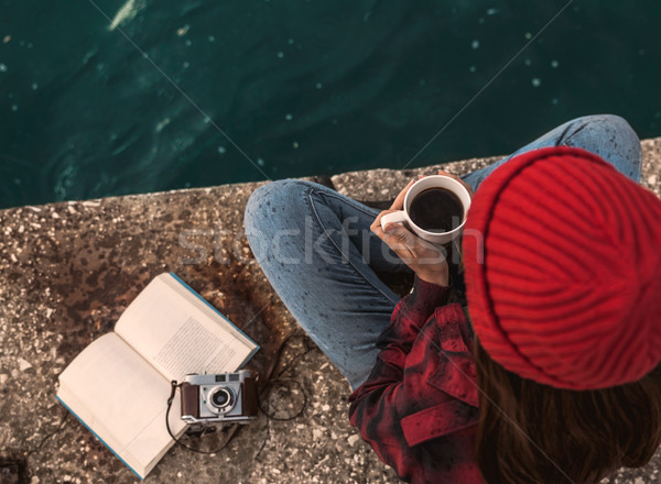 Love spending my day woth a hot coffee Stock photo © iko