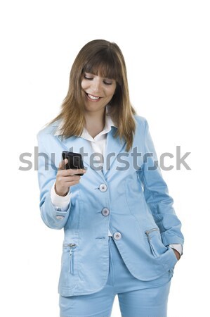 üzletasszony pda gyönyörű tart fehér nő Stock fotó © iko