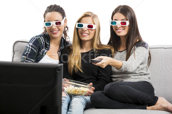 Girls watching 3D movies  Stock photo © iko