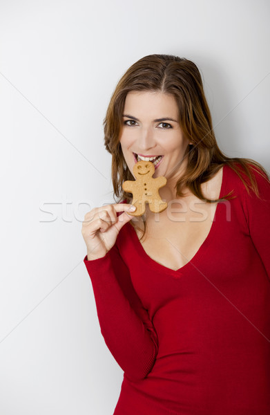 Bitting a Gingerbread cookie Stock photo © iko