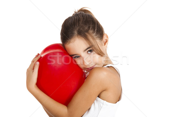 Ragazza rosso pallone ritratto bambina Foto d'archivio © iko