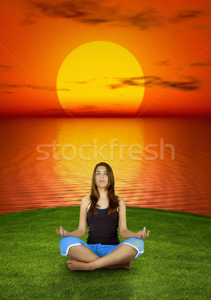 Making yoga at the sunset Stock photo © iko