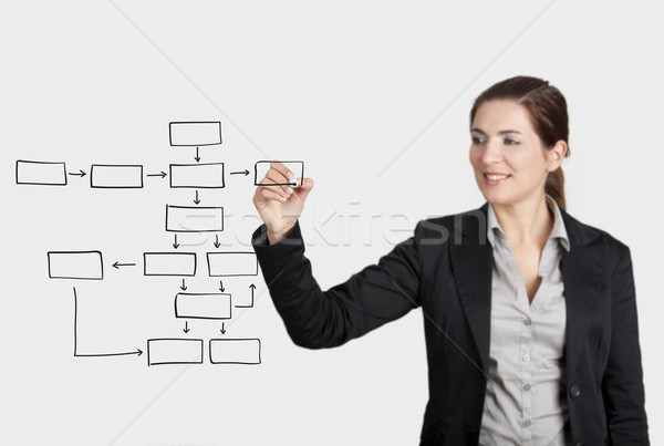 [[stock_photo]]: Dessin · diagramme · belle · femme · verre · bord · marqueur