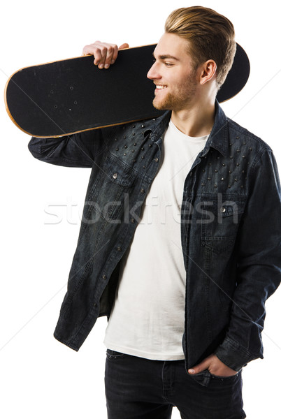 Joven skateboard estudio retrato posando deporte Foto stock © iko