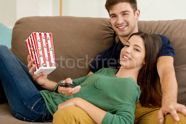 Stock photo: Popcorns and Sofa