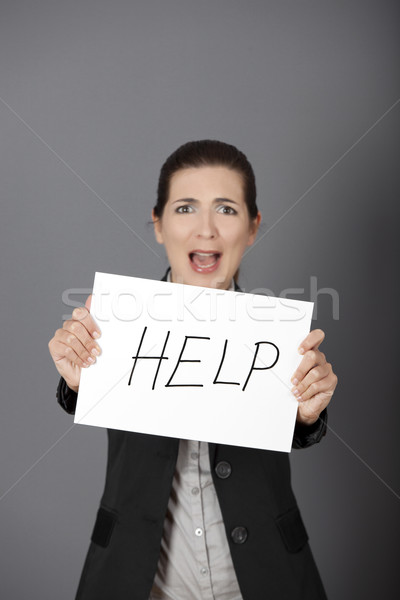 Stockfoto: Helpen · me · zakenvrouw · karton