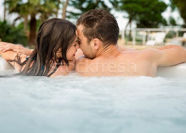 Jakuzi lüks otel içinde öpüşme Stok fotoğraf © iko