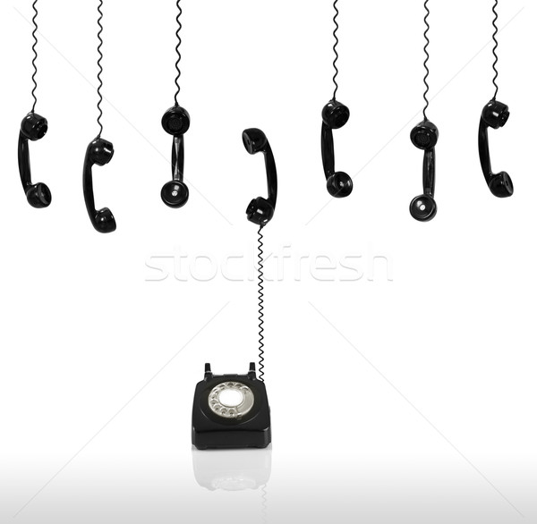 電信 孤立 白 背景 電纜 黑色 商業照片 © iko