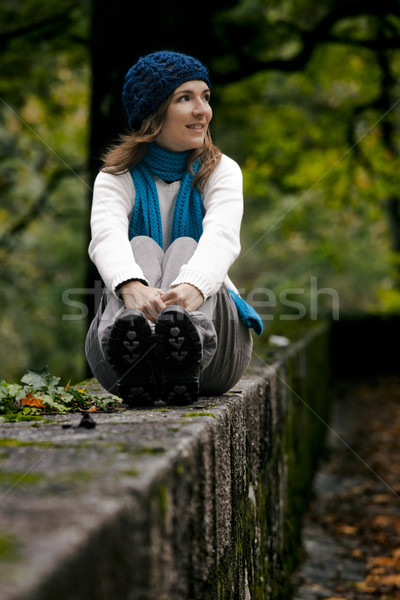 Happy young woman in nature Stock photo © iko
