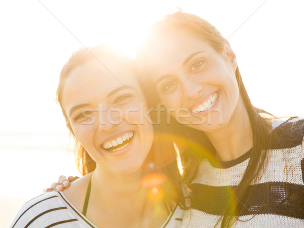 Gün dostluk kahkaha portre en İyi arkadaşlar gülme Stok fotoğraf © iko