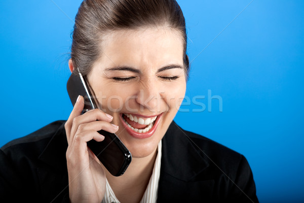 Foto stock: Feliz · mujer · de · negocios · llamando · teléfono · hermosa