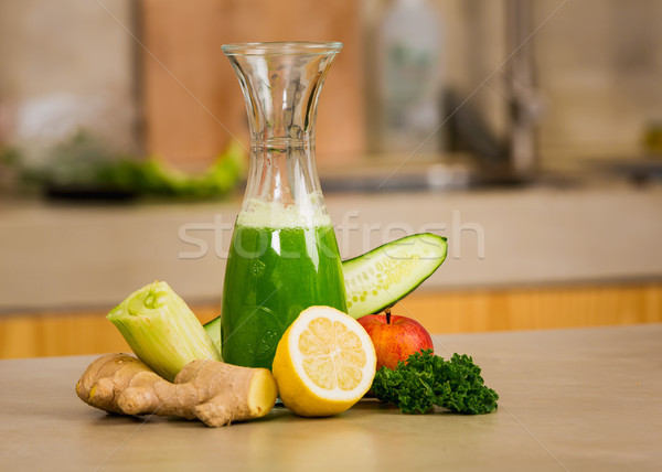 Stock foto: Saft · Glas · jar · grünen