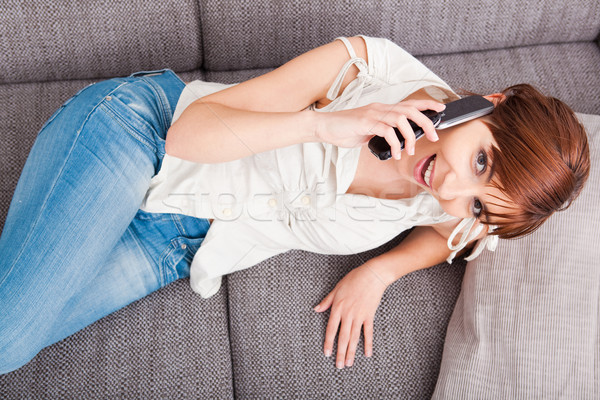 Stock photo: Beautiful woman talking on phone