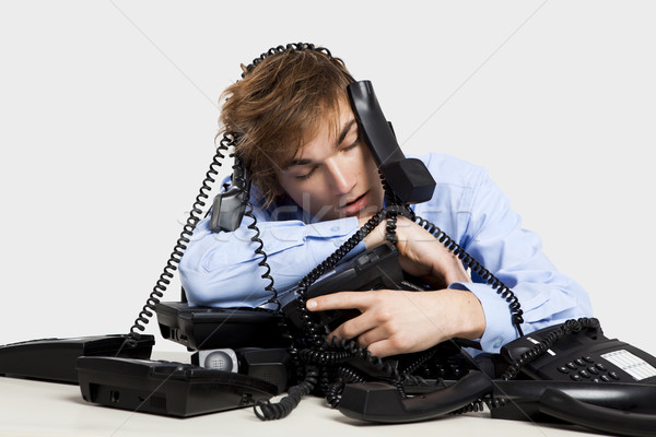 wrapped in telephones Stock photo © iko