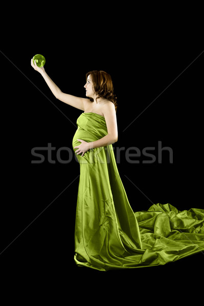 Mujer embarazada adivinar hermosa bola de cristal vestido Foto stock © iko