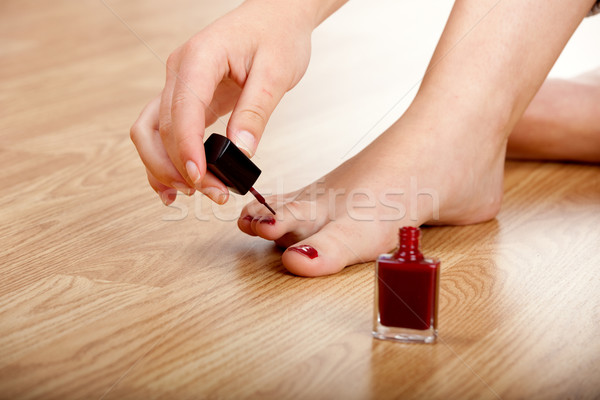 красный лак для ногтей женщину изолированный стороны Сток-фото © iko