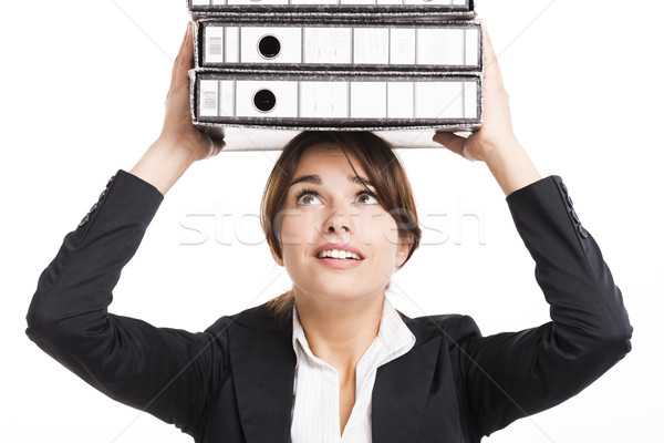 Business woman carying folders Stock photo © iko