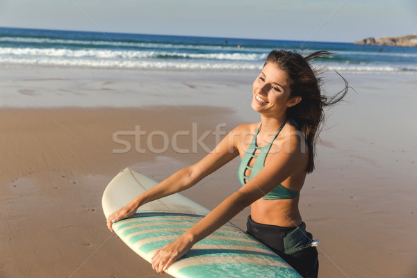 Me spiaggia tavola da surf bella surfer Foto d'archivio © iko