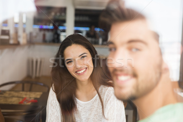 Arkadaşlar yerel kahvehane muhteşem gün kadın Stok fotoğraf © iko