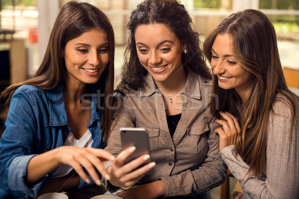 [[stock_photo]]: Temps · potins · groupe · filles · école