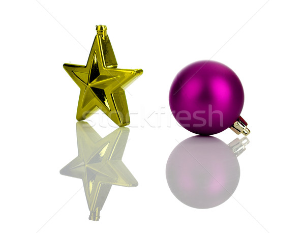 [[stock_photo]]: Noël · décoration · isolé · blanche · réflexion · rouge