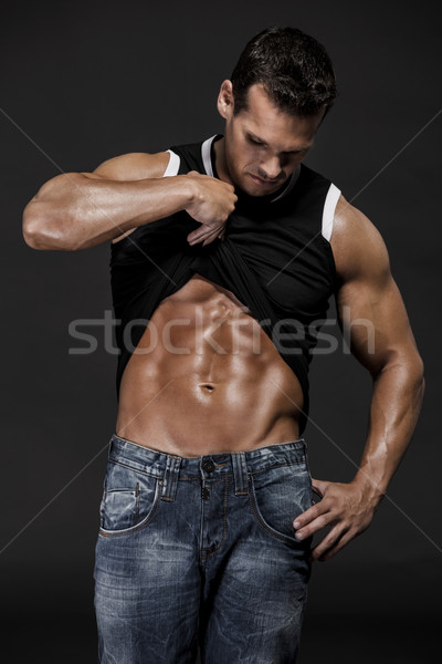 Abdominaux muscle homme studio isolé [[stock_photo]] © iko